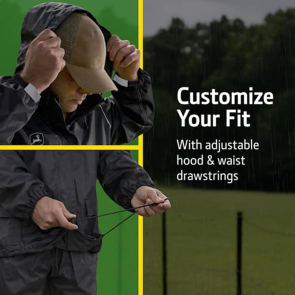 John Deere Men's X-Large Black Polyurethane-Coated Polyester
