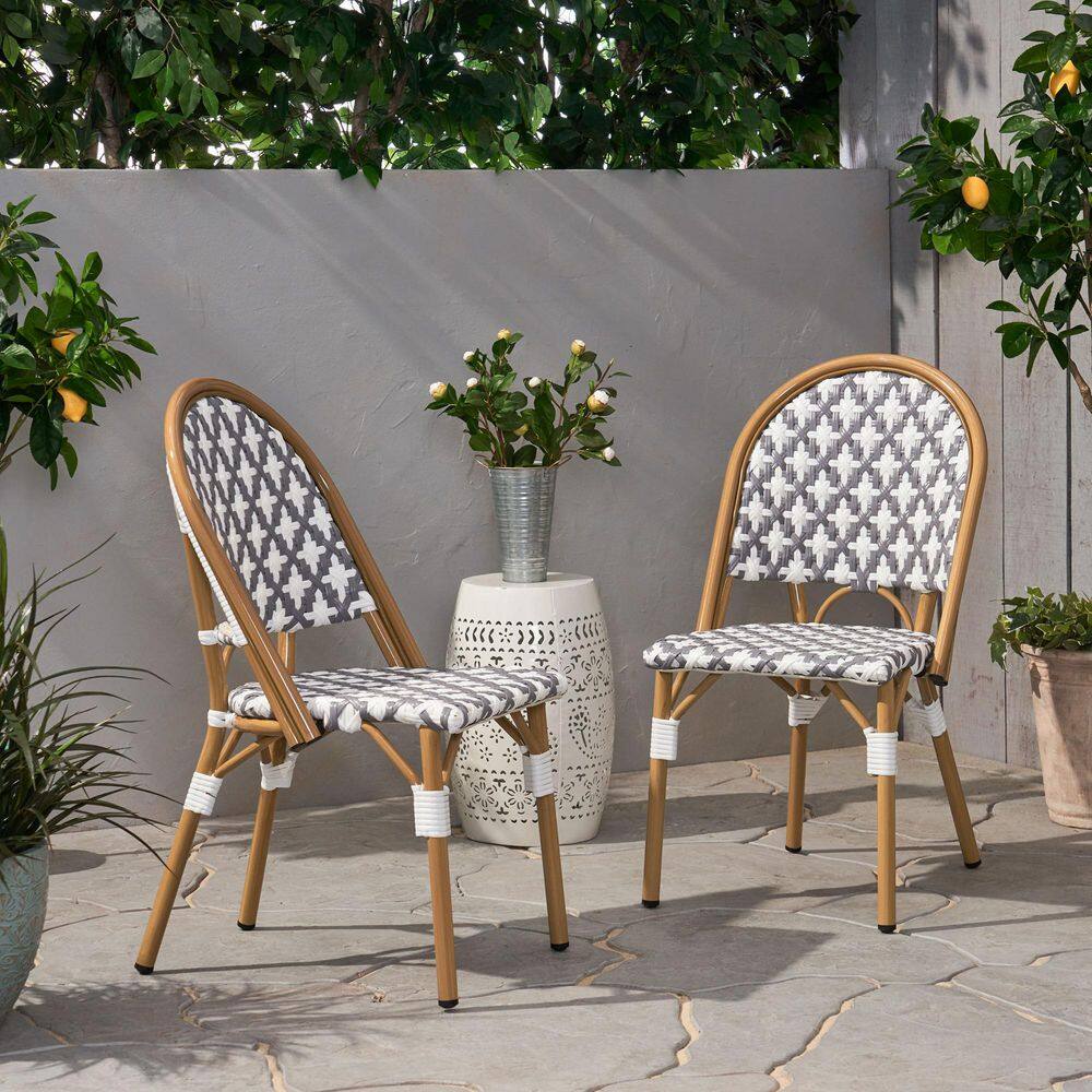 French White and Gray Wicker Outdoor Bistro Chair (2-Pack) price history on PriceWatchPro