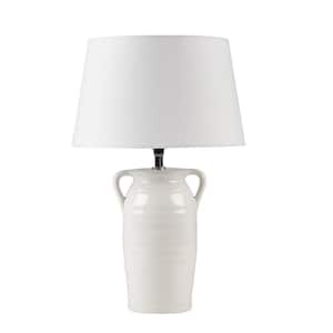 Everly 19.29 in. White Ceramic Table Lamp with Handles