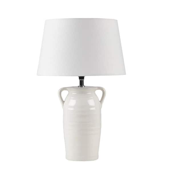 INK+IVY Everly 19.29 in. White Ceramic Table Lamp with Handles