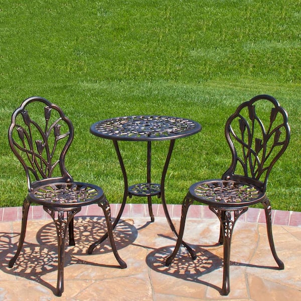 Unbranded 3-Piece Cast Aluminum Outdoor Patio Bistro Set