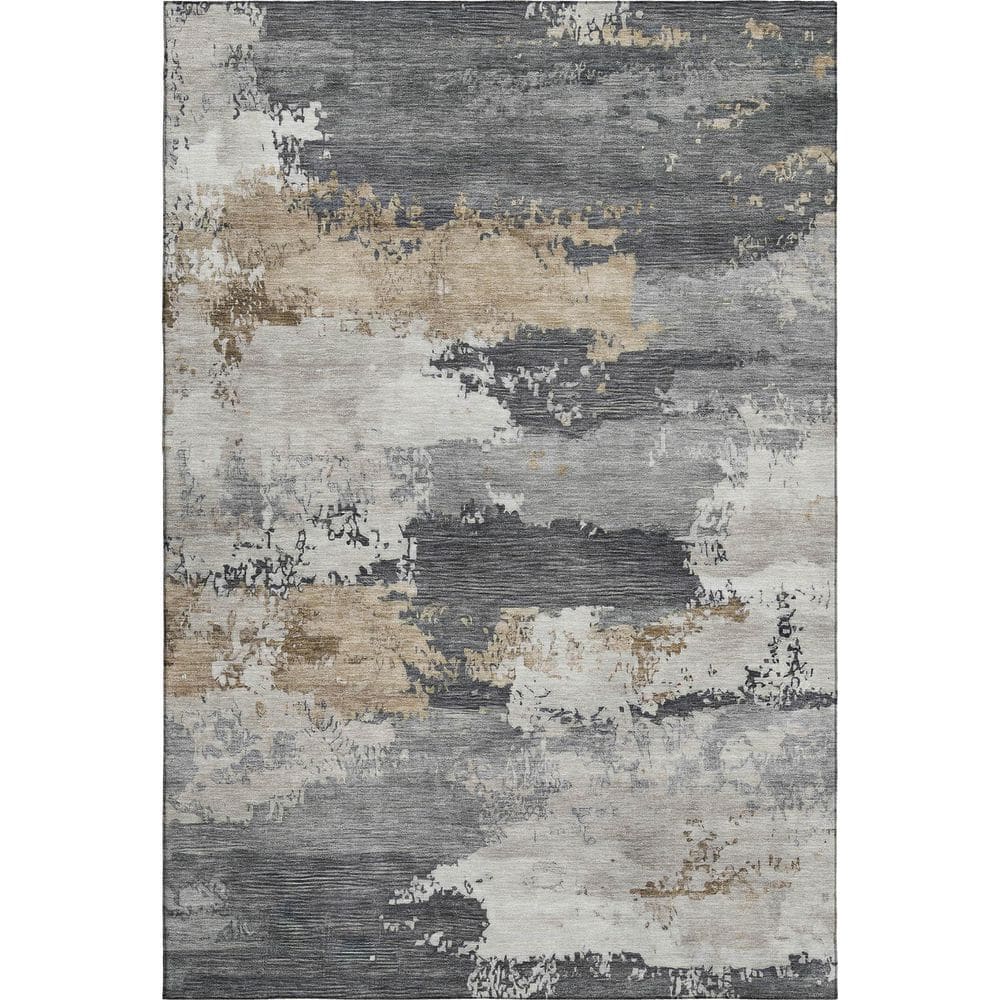 Mayfield Premium Machine Washable Abstract AMF2372 Charcoal 3 ft. x 5 ft. Area Rug price history on PriceWatchPro