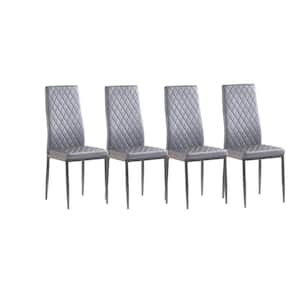 Light Gray Leather Modern Minimalist Side Dining Chair Restaurant Home Conference Chair (Set of 4)