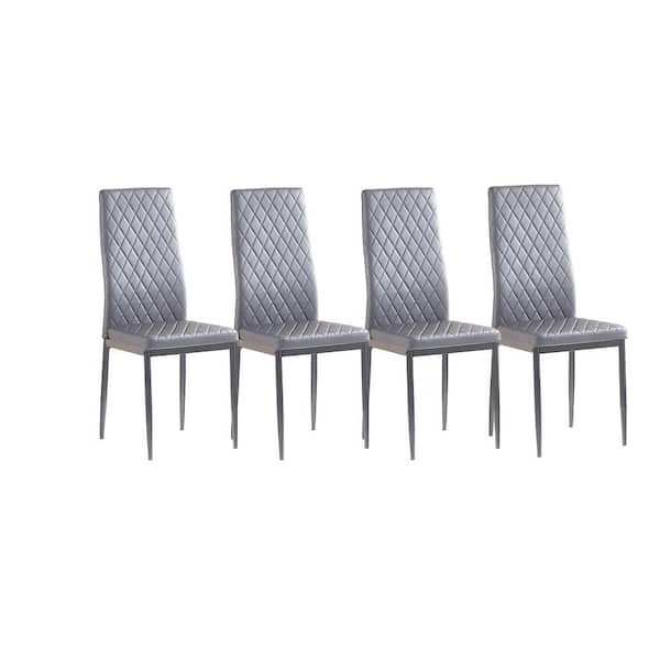 CIPACHO Light Gray Leather Modern Minimalist Side Dining Chair Restaurant Home Conference Chair (Set of 4)