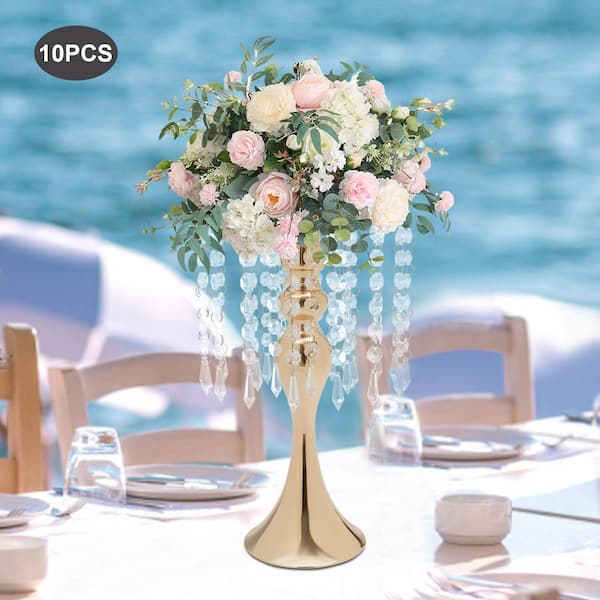 YIYIBYUS 15.6 in. Tall Metal Candle Holder Wedding Decoration Flower  Arrangement Vase in Gold (10-Pieces) CF-ZJ5761-101 - The Home Depot