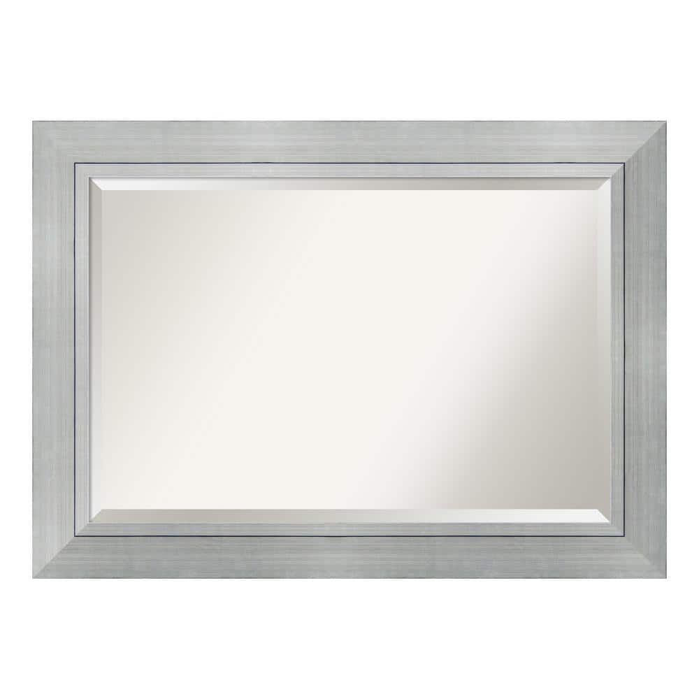 Medium Rectangle Burnished Silver Beveled Glass Modern Mirror (31.25 in. H 