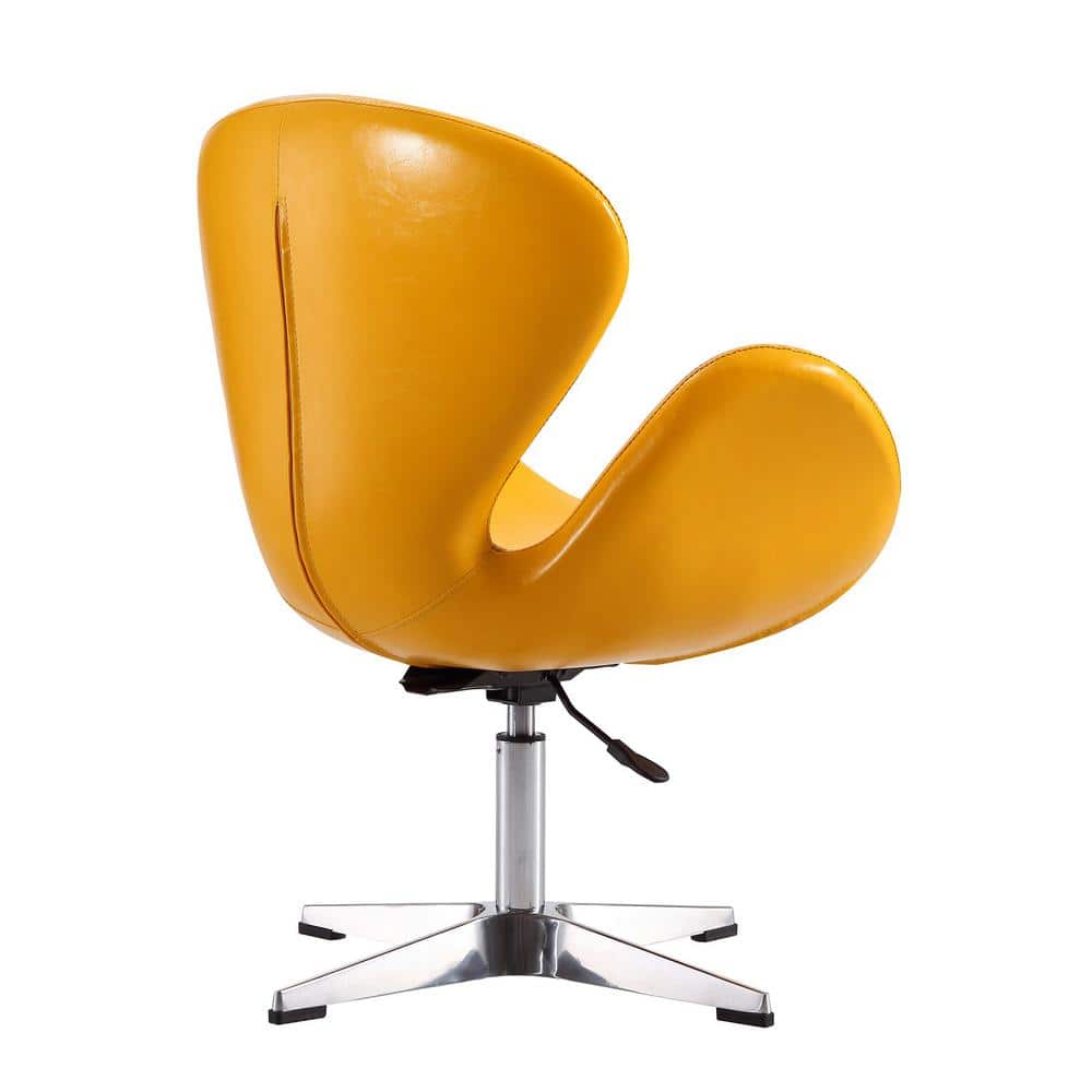 Raspberry Yellow Faux Leather Swivel Chair Set of 2