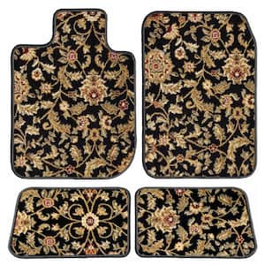 Toyota Tacoma Double Cab Black Oriental Carpet Car Mats, Custom Fits for 2016-2020 Driver, Passenger and Rear Mats