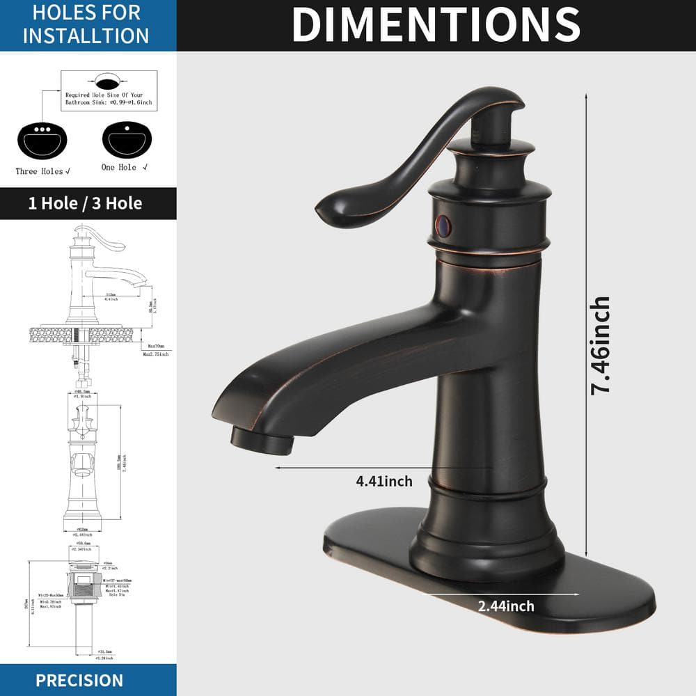 Oil Rubbed Bronze Single Handle Bathroom Faucet with Matte Finish