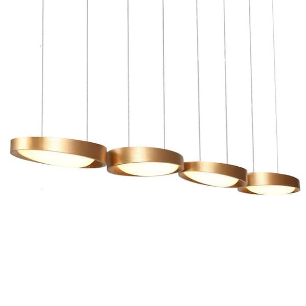 Modern Contemporary Integrated LED Gold 4-Light Dining Room Chandelier, Art deco Kitchen Island Chandelier Ceiling Light