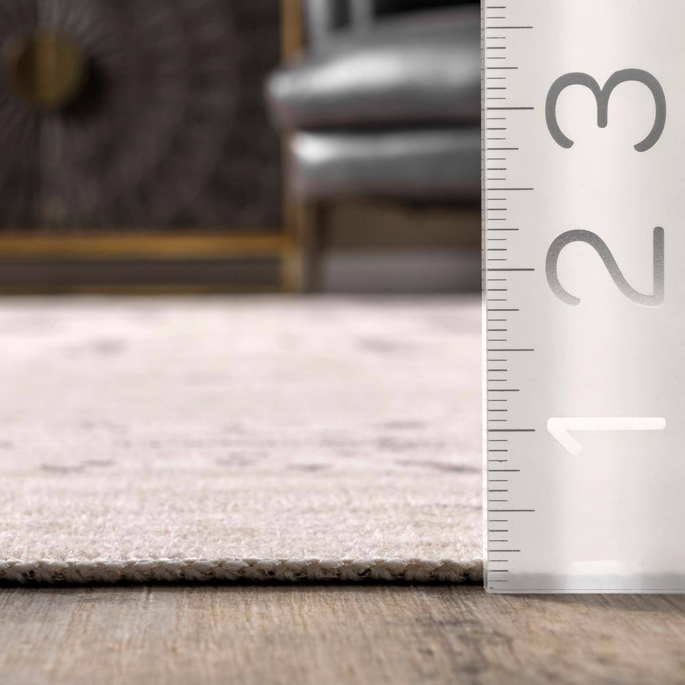 Gray Abstract 5' x 8' Washable Synthetic Area Rug