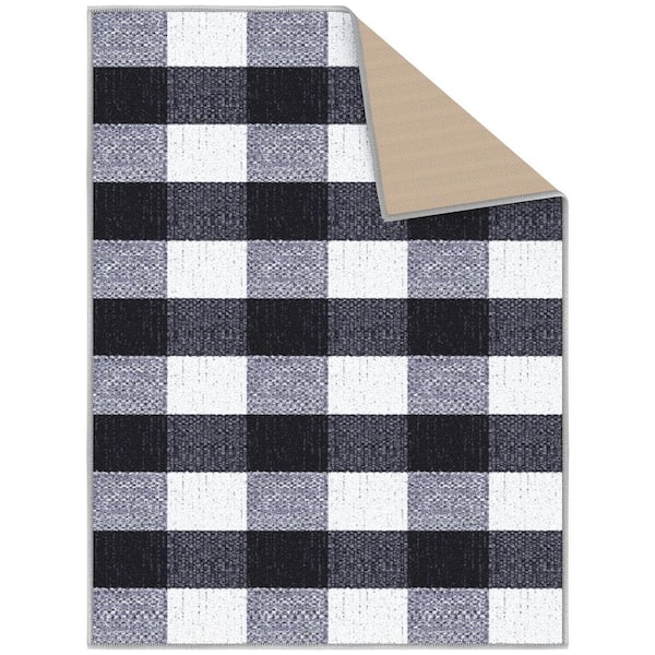 Ottomanson Ottohome Collection Non-Slip Checkered Buffalo Plaid