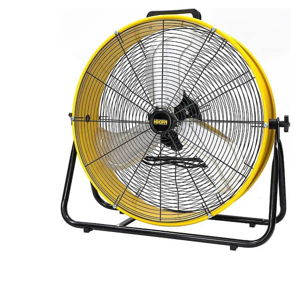 Edendirect 24 in. Yellow 3 Speeds Portable High Velocity Drum Fan with Powerful 1/3 HP Motor, Turbo Blade, Low Noise