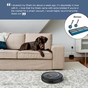 ION Robotic Vacuum Cleaner with Smart Navigation, Bagless & Cartridge Filter for Hard , Carpet & Multisurfaces in Black