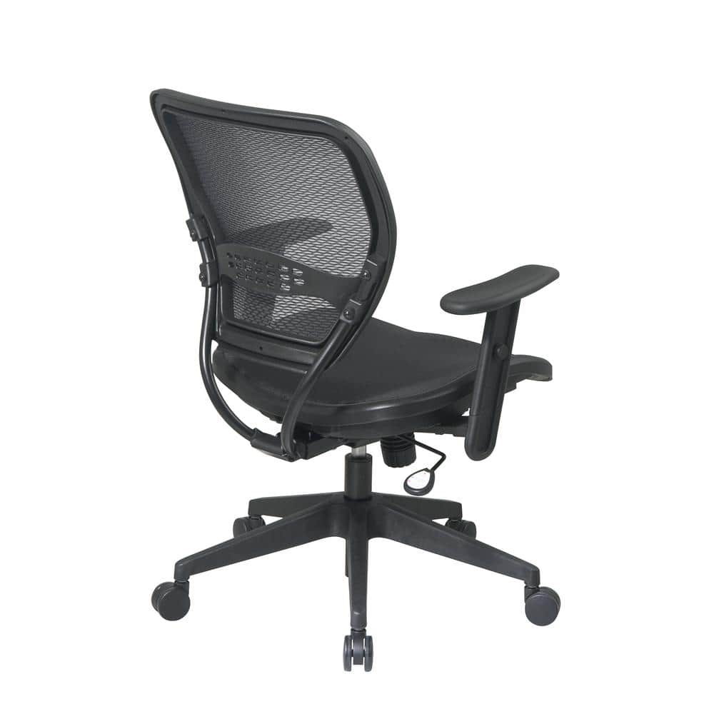 Black Mesh and Leather Adjustable Task Chair with Armrests