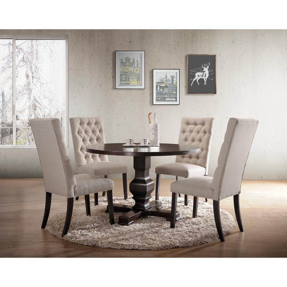 Charleston Espresso Round Wood Pedestal Dining Table