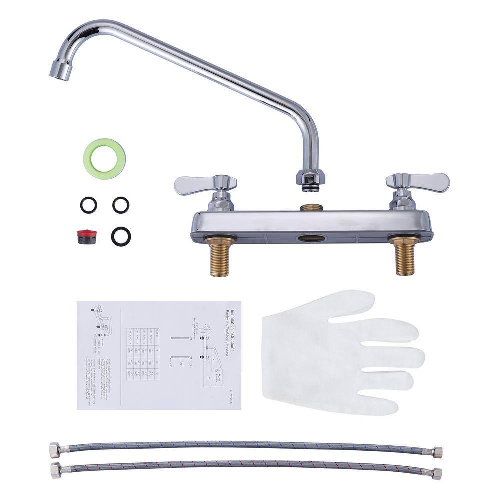 Polished Chrome Double Handle Deck Mount Kitchen Faucet
