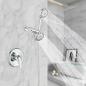 Single-Handle 7-Spray Settings Round High Pressure Shower Faucet with Dual Shower Heads in Chrome