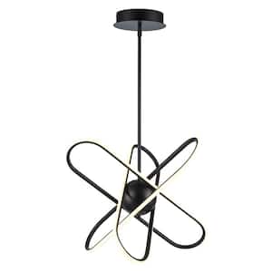 Nightingale 21.5 in. Dimmable Integrated LED Black Ringed Chandelier Light Fixture