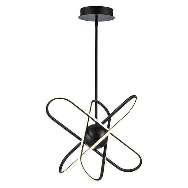 Nightingale 21.5 in. Dimmable Integrated LED Black Ringed Chandelier Light Fixture