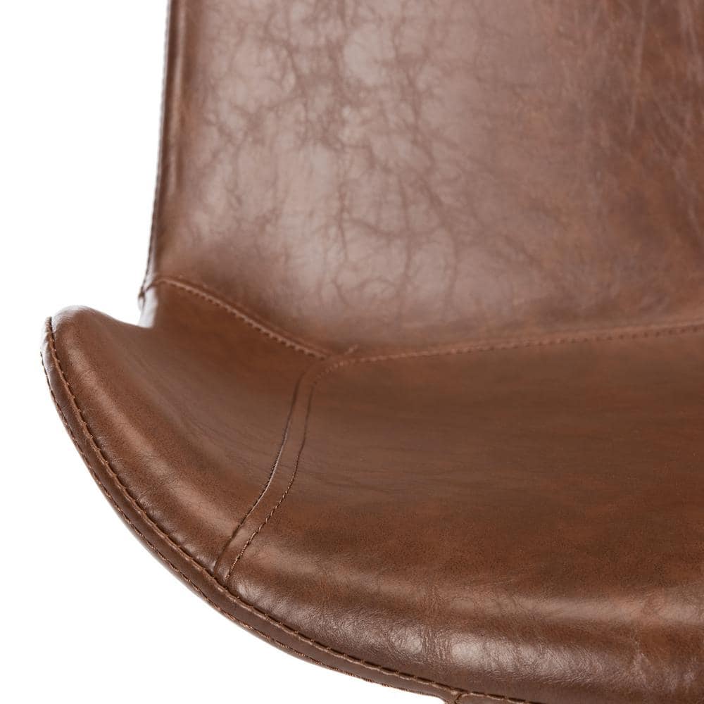 Transitional Wood and Faux Leather Side Chairs in Light Brown, Set of 2