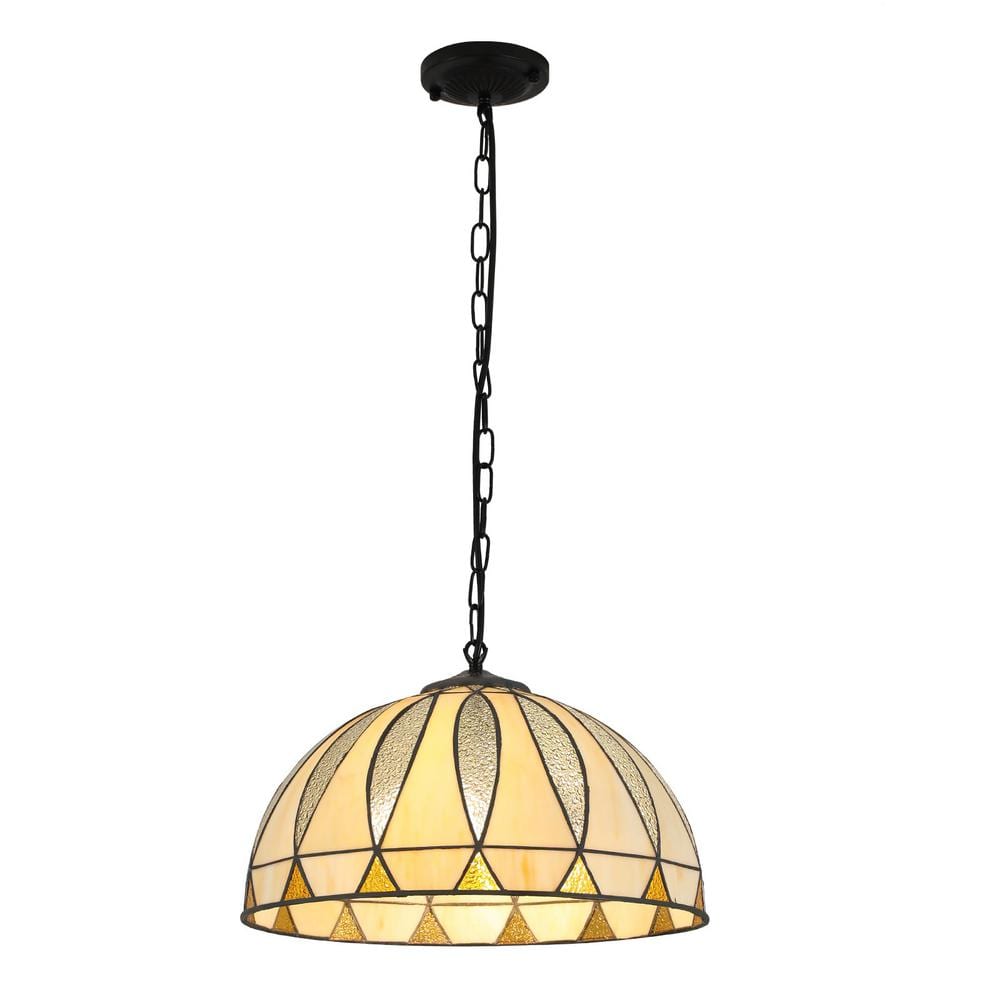 OUKANING 2-Light Yellow Retro Island Adjustable Height Pendant Light with  Stained Glass Shade JZUC636NNSHCX - The Home Depot