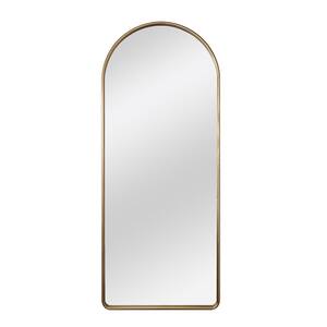 67 in. H x 30 in. W Modern Arch Metal Frame Gold Wall Decorative Mirror