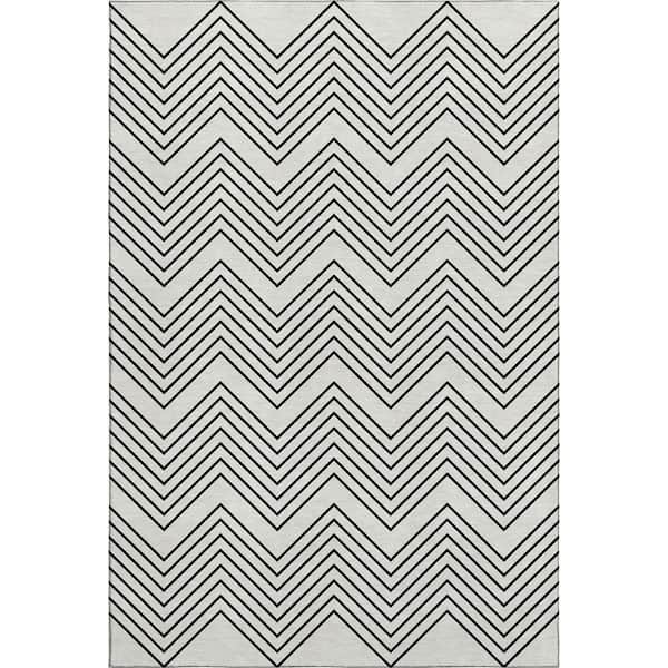 Mayfield Premium Machine Washable Abstract AMF2390 Ivory 5 ft. x 7 ft. 6 in. Area Rug