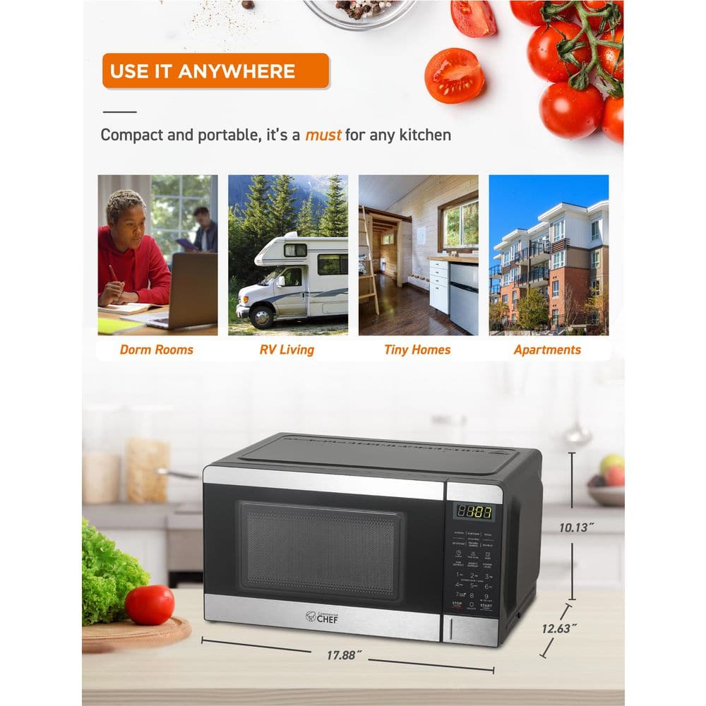 Compact Stainless Steel Microwave Oven for RV with Digital Display