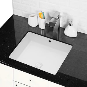 6.5 in. Undermount Rectangular Bathroom Sink in White with Overflow