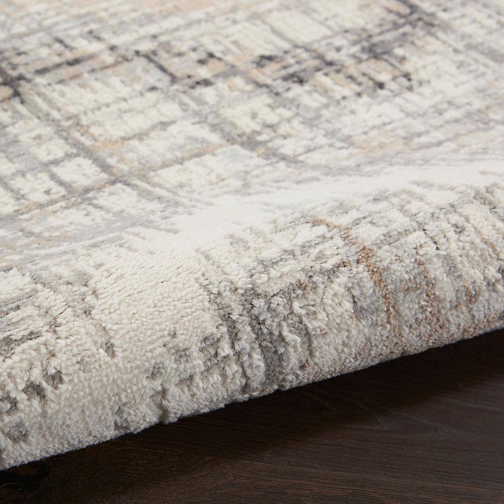 Modern Abstract Chevron 8' x 10' Grey Ivory Synthetic Area Rug
