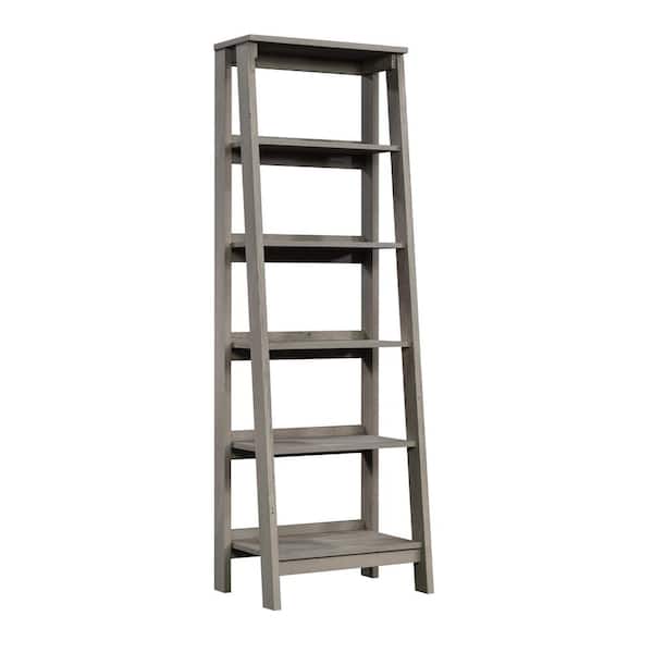 SAUDER Trestle 71.142 in. Mystic Oak 5-Shelf Ladder Bookcase