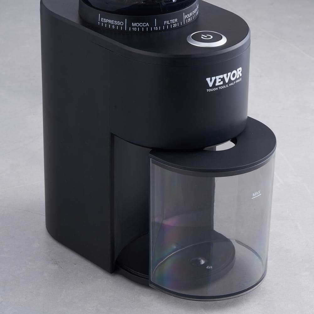 Black Electric Stainless Steel Conical Burr Coffee Grinder