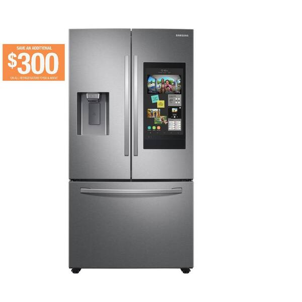 Samsung 35.8 in. 26.5 cu. ft. Standard Depth French Door Refrigerator in Stainless Steel with Child Lock, Door Alarm