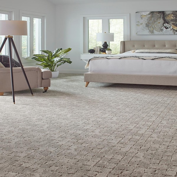 Posh Patterns Chic Gray 37 oz. Polyester Pattern Installed Carpet