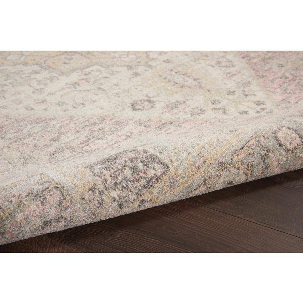 Ivory and Pink Synthetic Rectangular 6' x 9' Area Rug