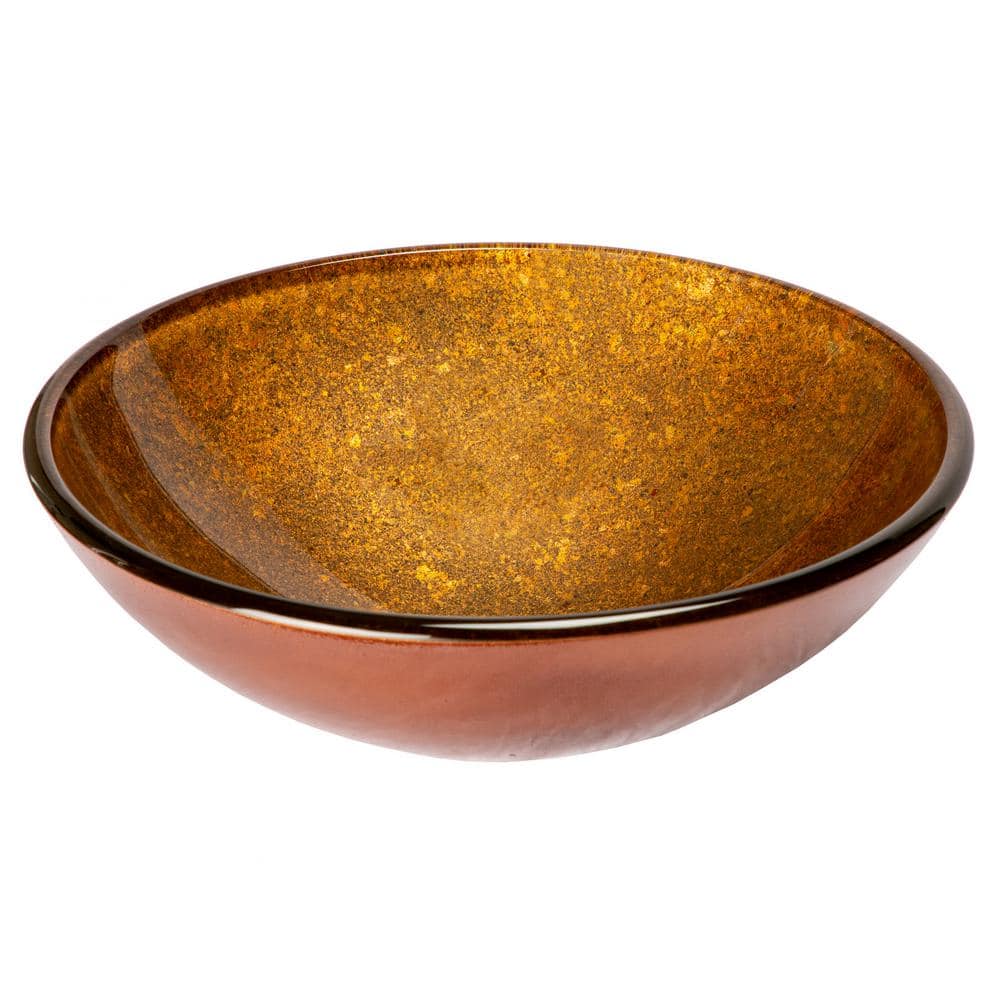 Bronze Tempered Glass Round Above-Counter Bathroom Sink