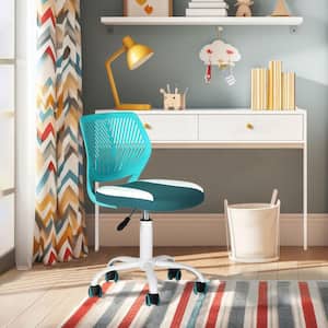 Carnation Upholstery Adjustable Height Ergonomic Task Chair in White-Turquoise