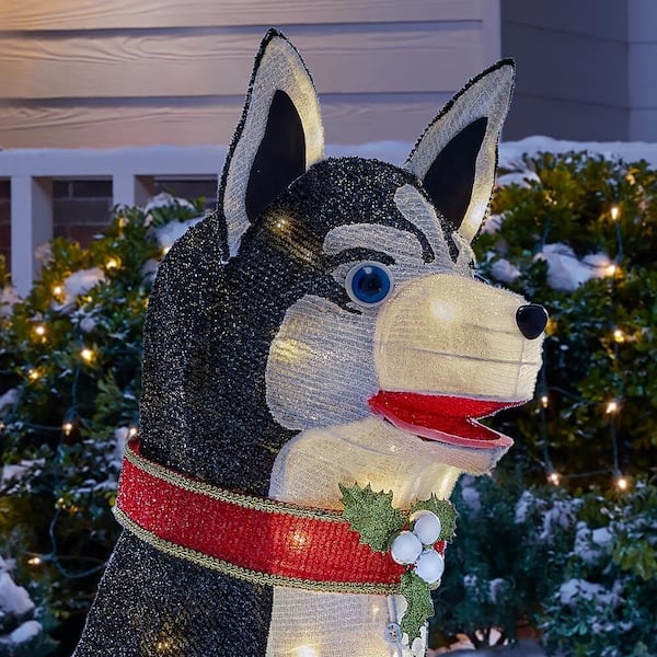 Home Accents Holiday 3 Ft 80 Light Adorable Dogs Led Husky Yard Sculpture Ty607 2014 The Home Depot