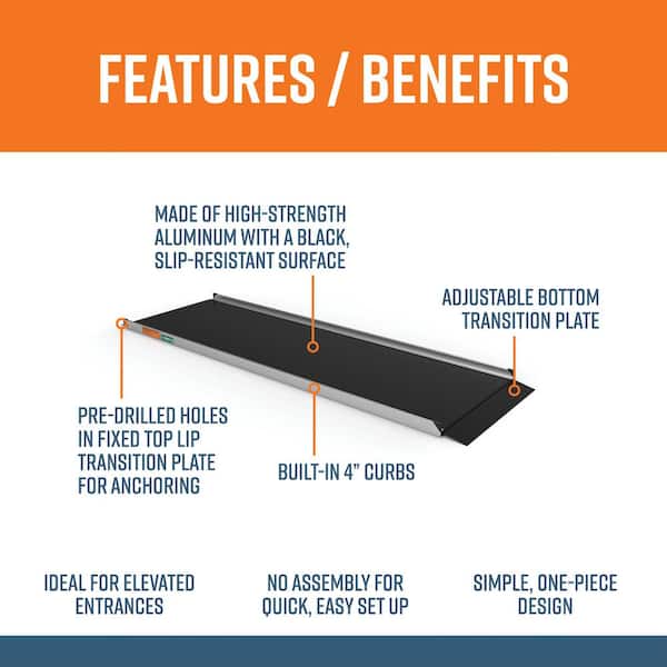 GATEWAY 3G 10 ft. Aluminum Solid Surface Black Wheelchair Ramp