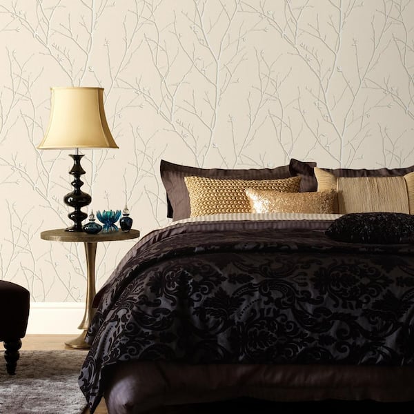 Water Silk Sprig Taupe Wallpaper Sample