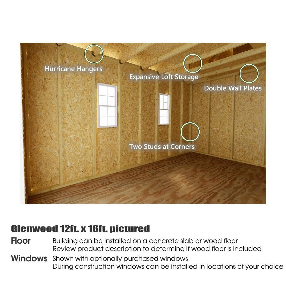 Glenwood 12' x 16' Brown Wood Garage Kit