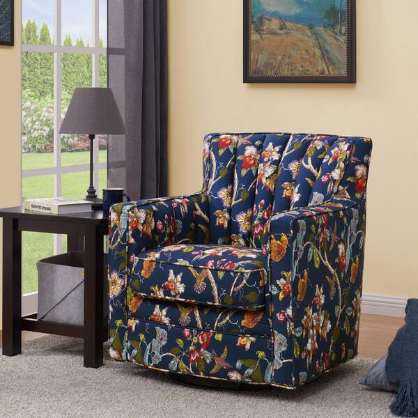 navy blue floral chair