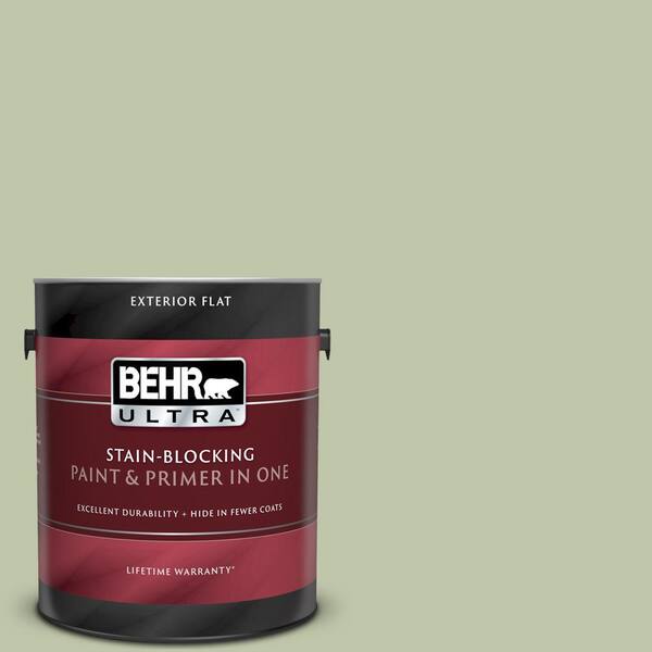 BEHR ULTRA 1 gal. #UL210-13 Minted Lemon Flat Exterior Paint and Primer in One