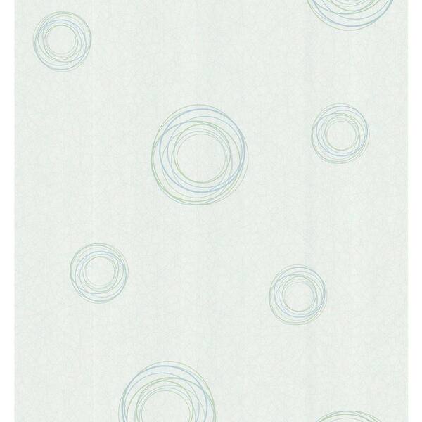 Brewster Retro Circles Blue Wallpaper Sample