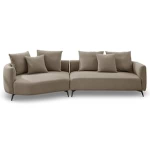 Lucianna 124 in. W Round Arm 2-piece Left facing Boucle Fabric Sectional Sofa in Mocha Brown