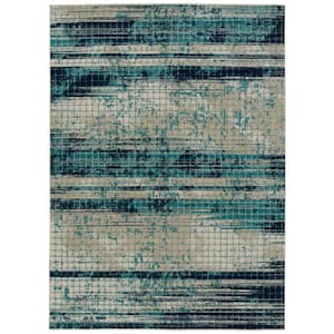 Zuma Beach Collection Blue 2 ft. x 3 ft. Rectangle Indoor/Outdoor Area Rug