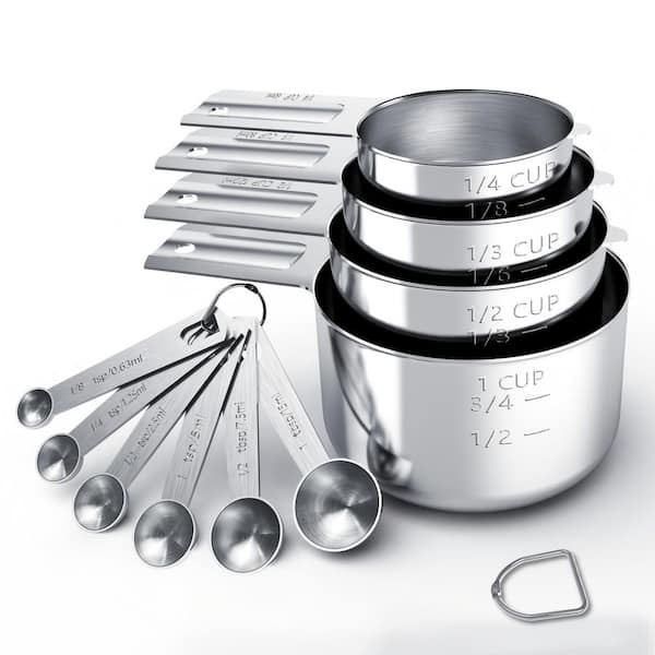 10-Piece Stainless Steel Measuring Cups and Spoons Set, Cups and Spoons,Kitchen Gadgets for Cooking and Baking