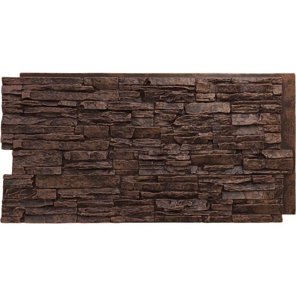 Ekena Millwork Canyon Ridge 45 3/4 in. x 1 1/4 in. Sequoia Valley Stacked Stone, StoneWall Faux Stone Siding Panel