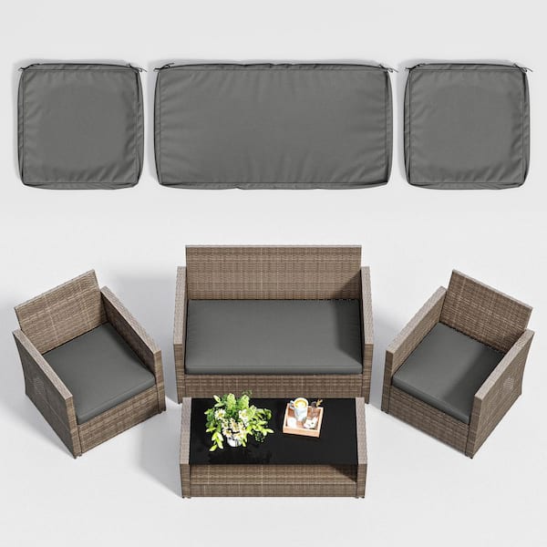 3-Piece 36 x 18 in. & 18 x 18 in. Outdoor Cushion Covers Replacement with Zipper Light Grey